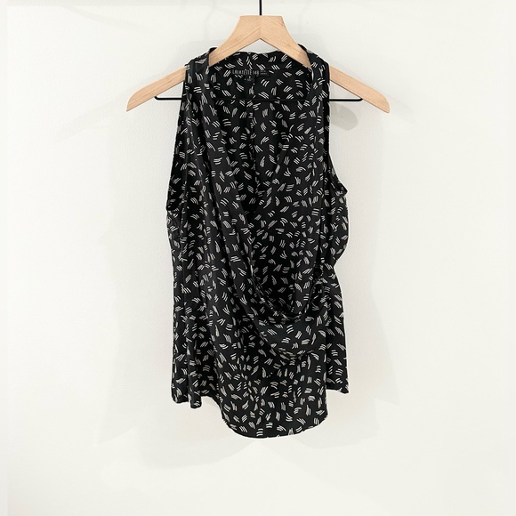 Lafayette 148 New York Silk Wrap Front Blouse Black Size 8 - Picture 1 of 5